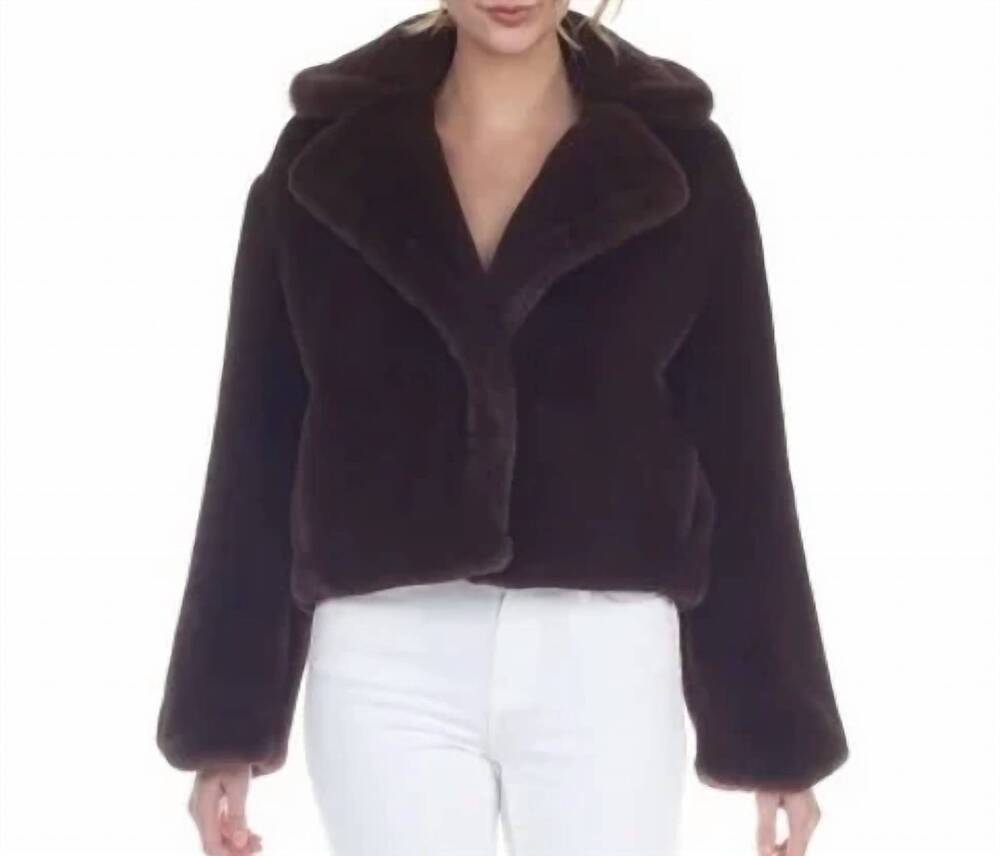 NEW RAIN AND ROSE st. moritz faux fur coat in brown